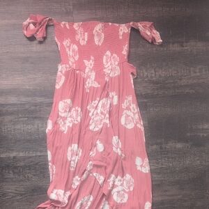 Floral Pink Off-Shoulder Kids Dress